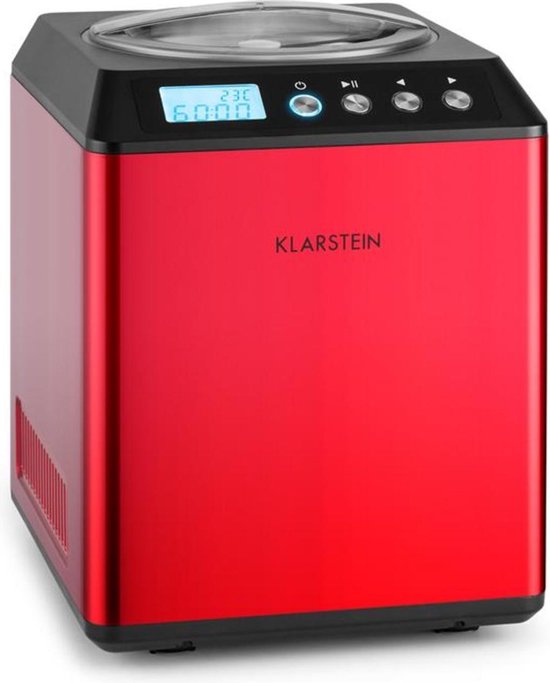 Vanilla Sky roomijsmachine compressor 2l 180W edelstaal rood