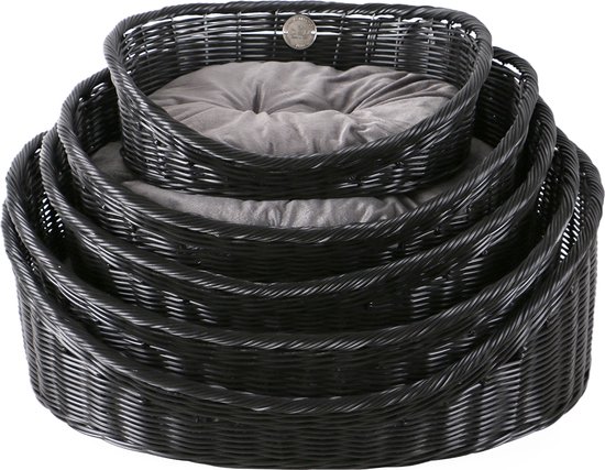 D&d Home - Dierenkussen - Hond - Rustic Rattan Met Kussen Set Of 5 Sizes Zwart/antraciet - 1st