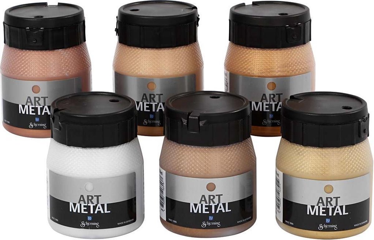Art Metal verf, 6x250 ml, metallic kleuren