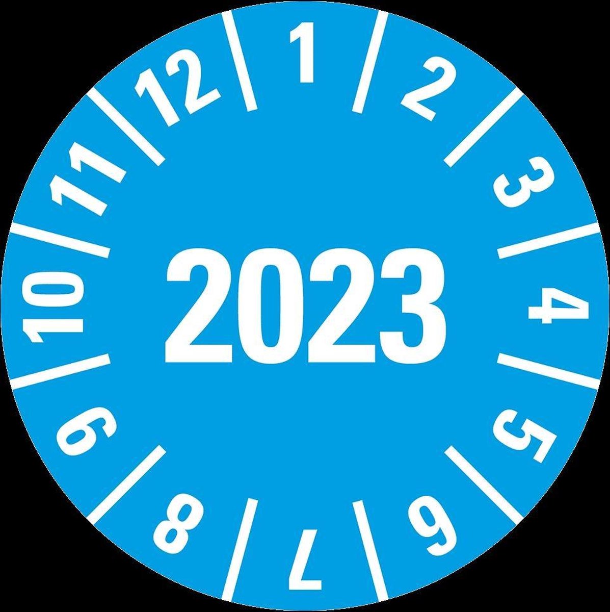 Keuringssticker met heel jaartal, boekje 25 mm - 105 per boekje 2023