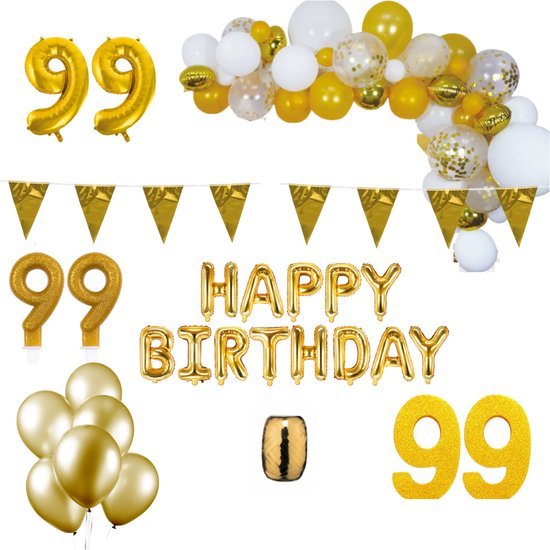 99 jaar Verjaardag Versiering Pakket Goud XL