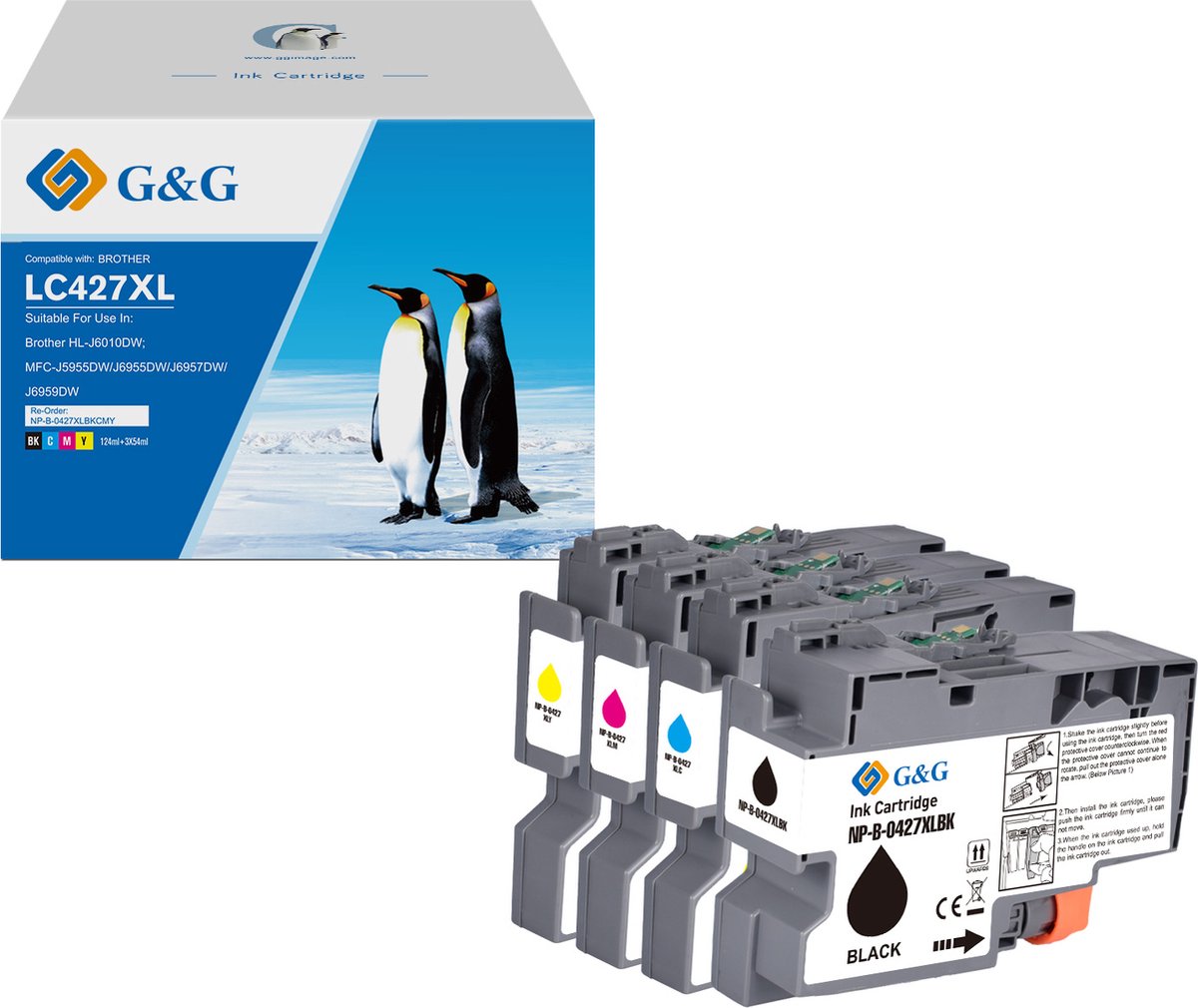 G&G LC427XL Huismerk Inktcartridge Alternatief voor Brother LC-427VAL LC-427XLVAL multipack Hoge Capaciteit