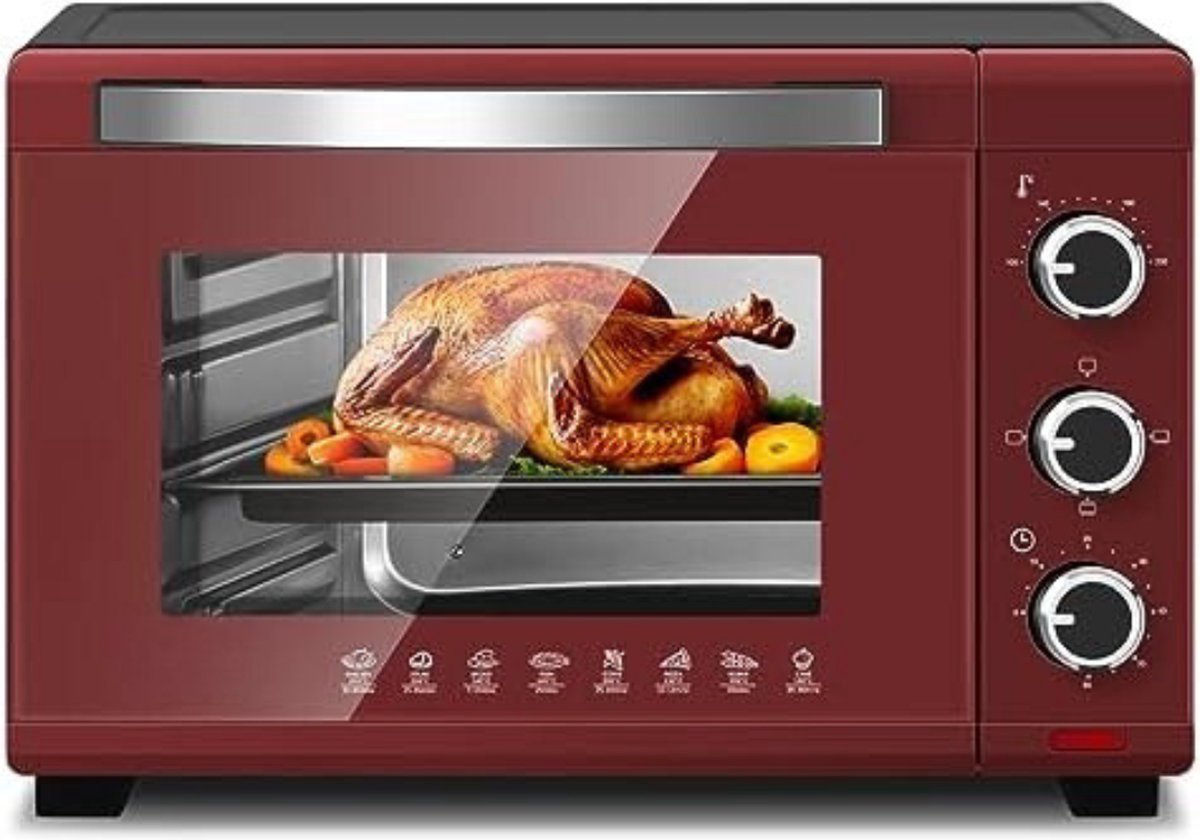 Mini Oven Vrijstaand - Kleine Oven - Rood - 28L