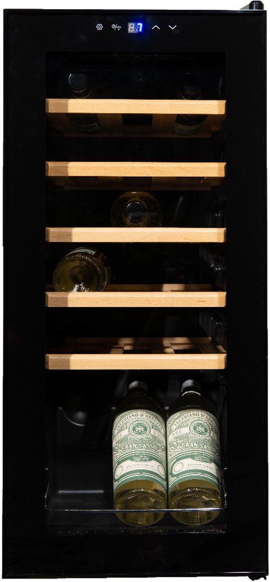 Vinata Premium Wijnkoelkast Vrijstaand Lavina - Zwart - 18 flessen - 77 x 34.5 x 45 cm - Glazen deur