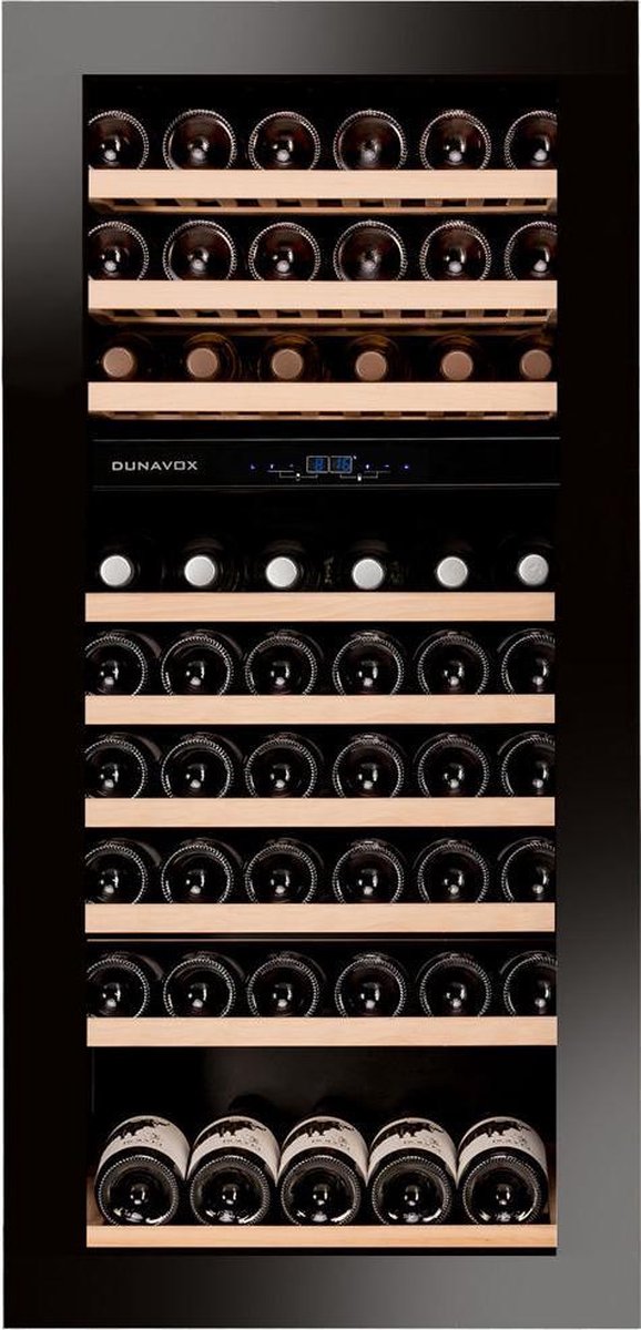 Dunavox Glance-72 - Inbouw Nismaat 122cm - Touch Open - 2 T° - 72 Flessen
