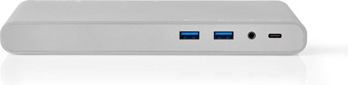 Nedis USB Docking Station - USB 3.2 Gen 1 - USB-C Male - DisplayPort Female / HDMI Female / RJ45 Female / VGA Female 15p / 2x 3,5 mm Female / 2x USB-C / 4x USB-A - 0.20 m - Rond - Vernikkeld