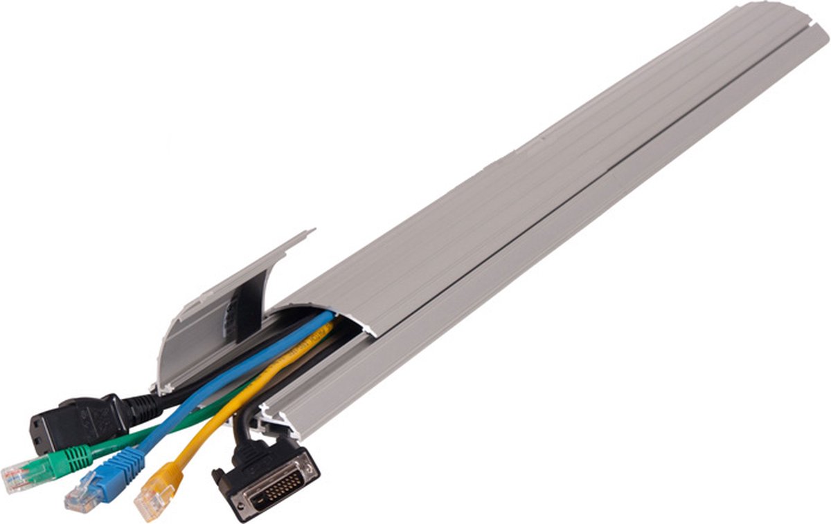Qbryte - Kabelgoot V2 - aluminium - scharnierende deksel - 150 cm - antislip - boren niet nodig