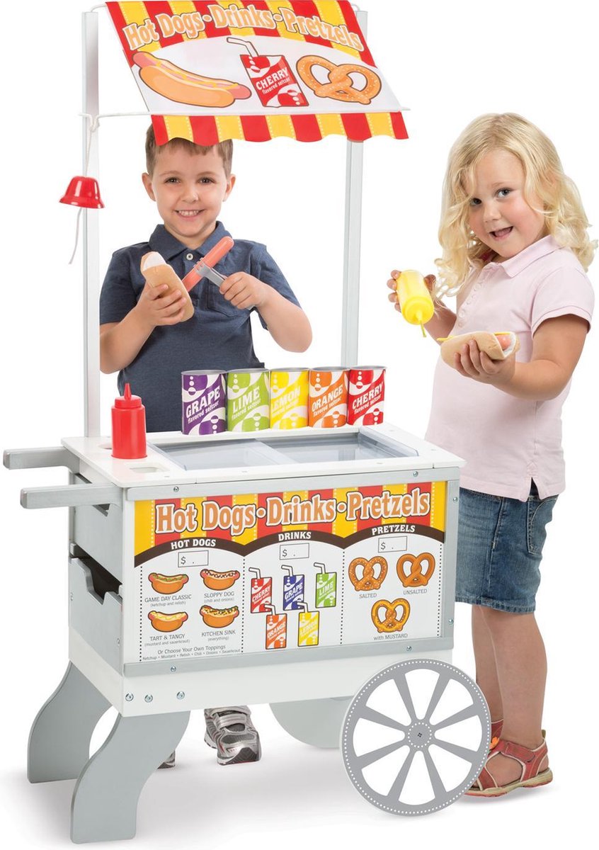 Melissa & Doug Houten karretje voor snacks en zoetigheden - The Original (speelsets en speelkeukens, meer dan 40 speelstukjes, geweldig cadeau voor meisjes en jongens - ideaal voor kinderen van 3, 4, 5, 6 en 7 jaar)