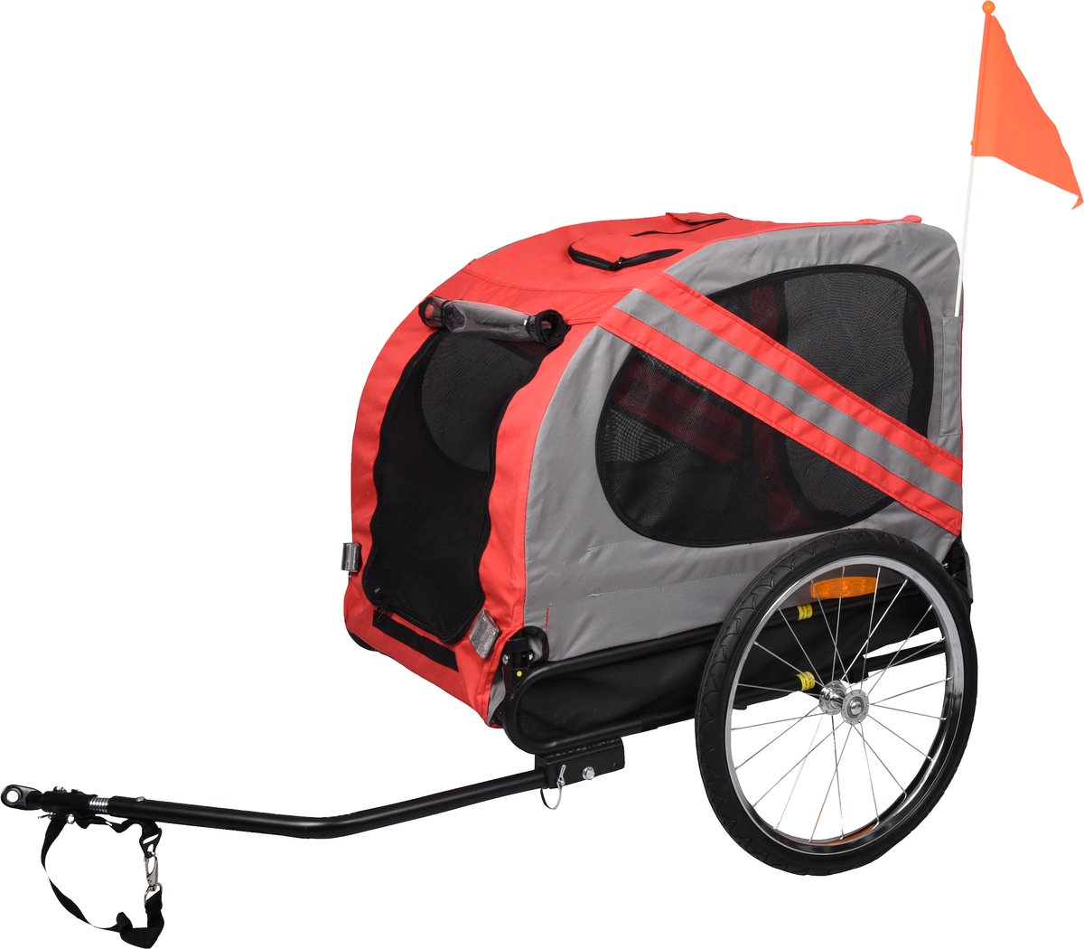 Flamingo Juliette - Fietskar Honden - Fietskar Juliette Rood/grijs 80x57x64cm - 1st