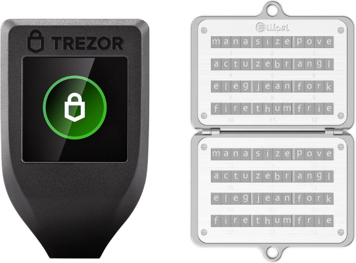 Trezor T Bundel + Ellipal Seed Phrase Steel - Hardware Wallet - Seed Phrase Protector - Zwart