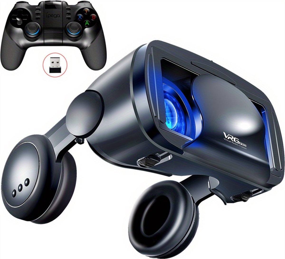 VR Bril - Virtual Reality Bril - Met Controllers USB - Met Headset - Verstelbaar - Telefoon