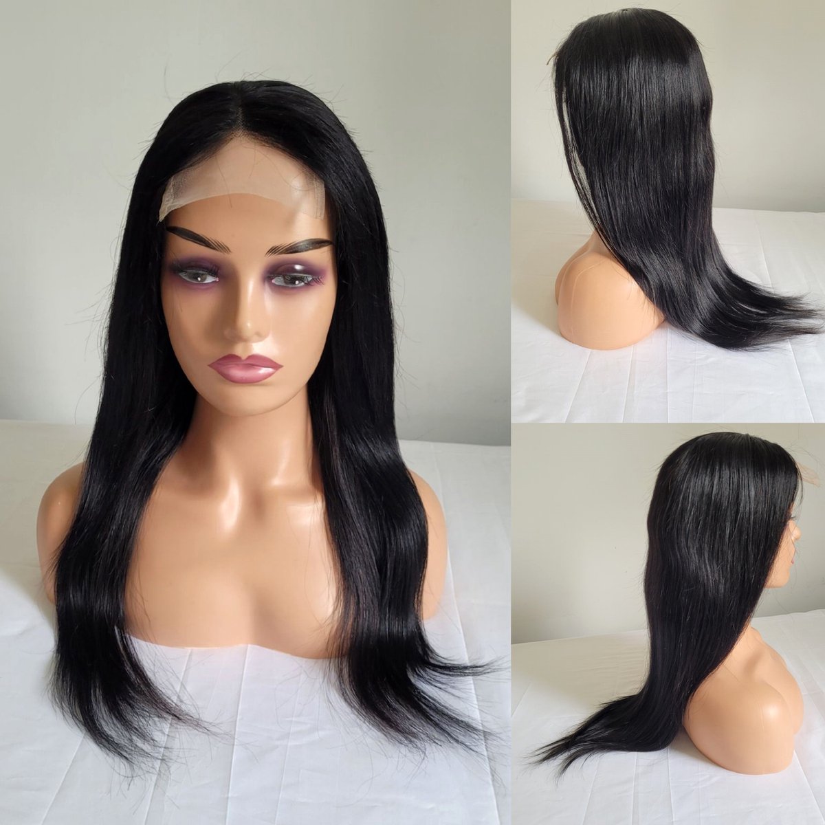 Braziliaanse Remy  haren pruik 20 inch (50,8 cm) - donkerbruine steil haren - Braziliaanse haren -180% dichtheid real human hair - Braziliaanse pruik - echte menselijke haren - 4x4 lace closure pruik