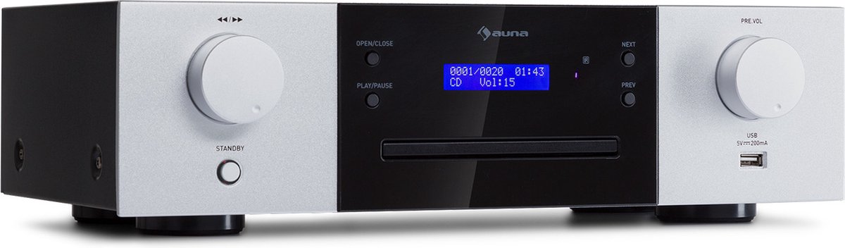 CD-1000 DG cd-speler USB MP3 afstandsbediening LED display aluminium