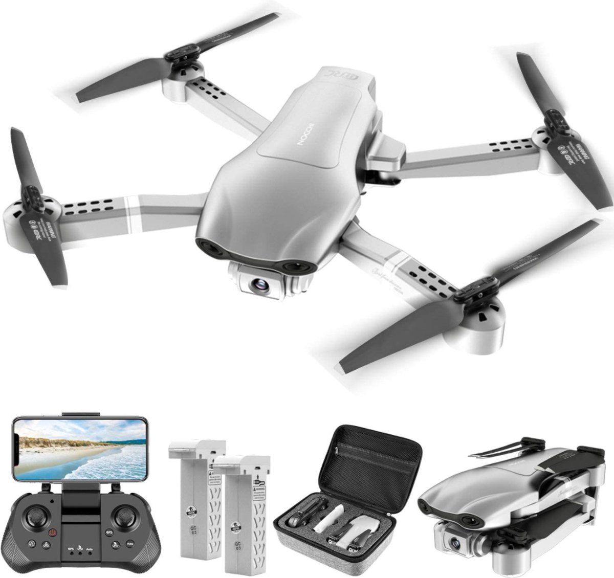 LUXWALLET Nocchi Vicky Lite - 30 KM/h - 230 Gram - 2.4Ghz WiFI Drone (300 meter) - Camera - Live Video + 2 Accu + Opbergcase