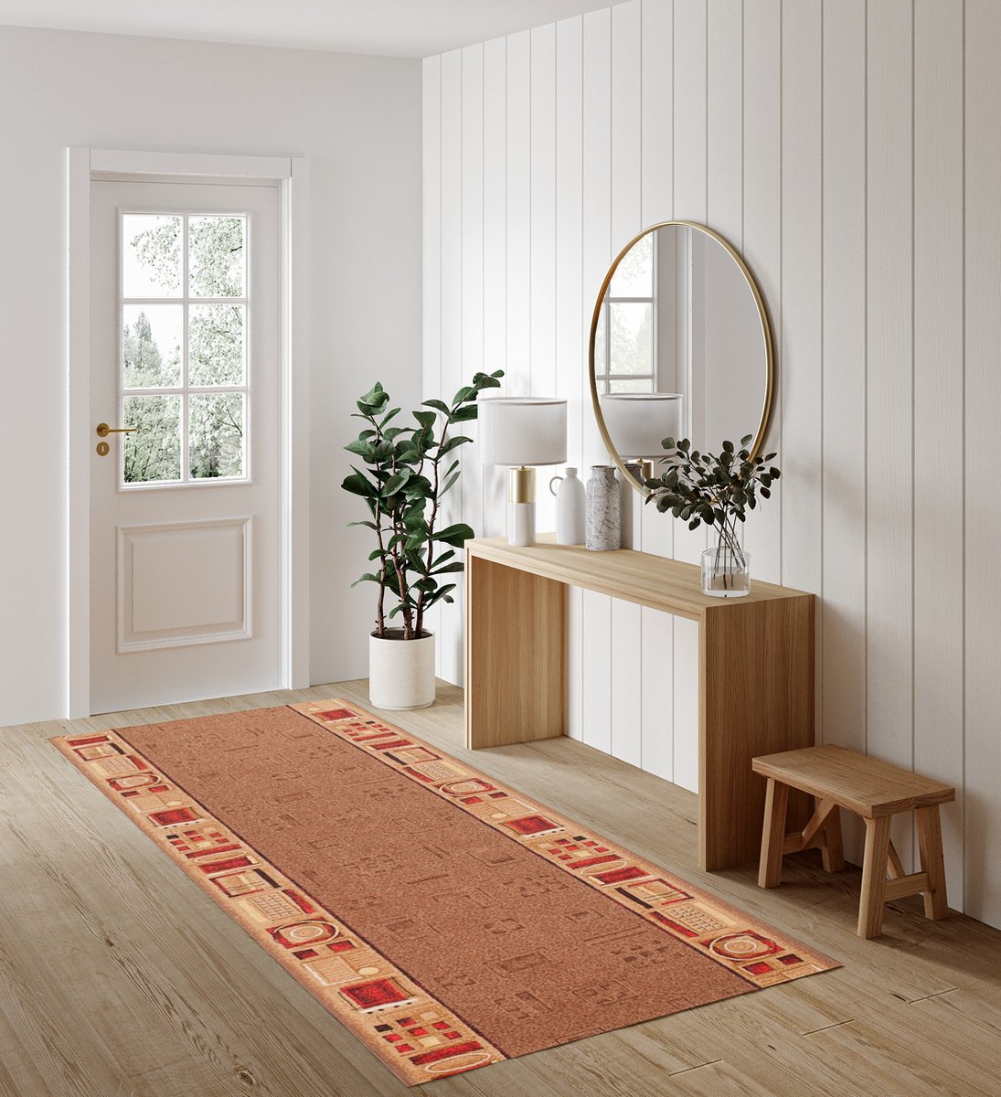 Tapiso Antislip Rubber Vloerkleed Beige Gang Rubbermat Tapijt Maat- 80x800