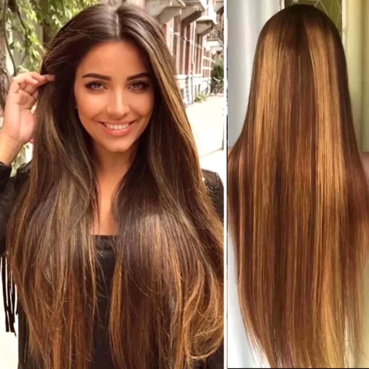 Frazimashop- Braziliaanse Remy pruik 28 inch - Highlight golf haren echte menselijke haren - real human hair 13x4 lace frontaal wig
