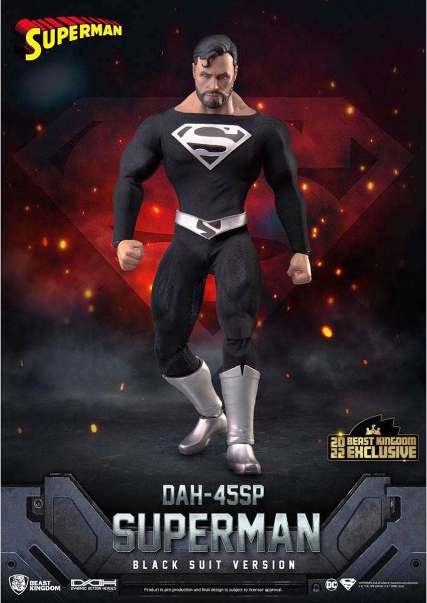 Beast Kingdom Toys Superman Actiefiguur Superman Black Suit 20 cm Dynamic 8ction Heroes Multicolours