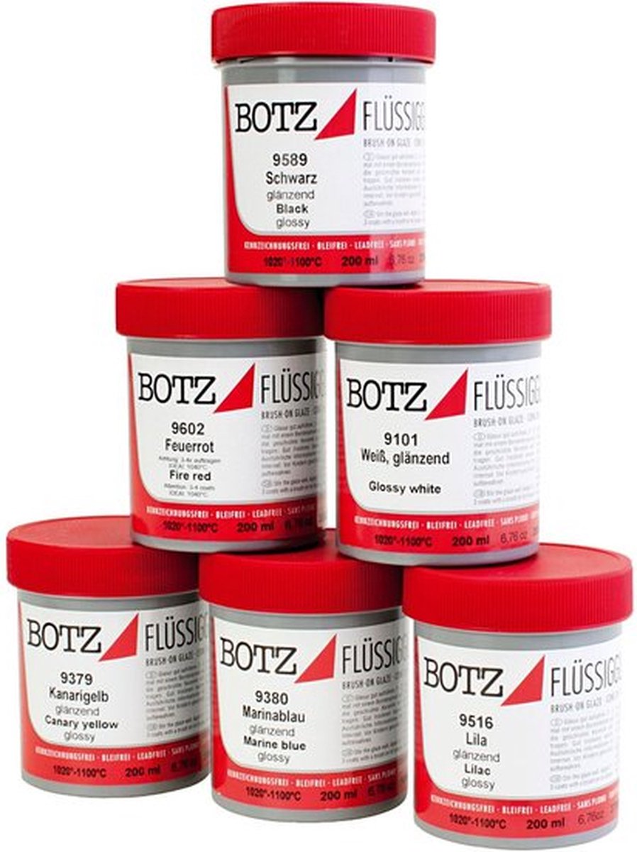 Glazuur voor klei, diverse kleuren, 6x200 ml/ 1 doos