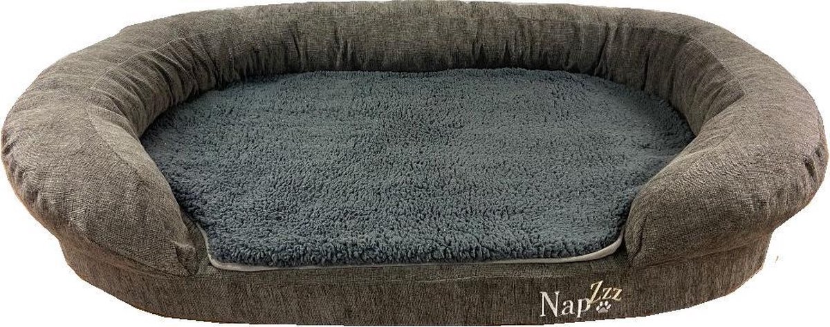 Napzzz Hondenmand Sofa Ovaal Grijs 140 x 80 x H24 cm