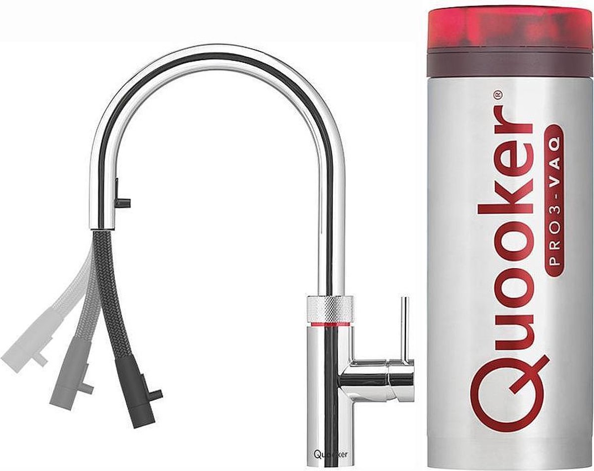 Quooker Flex Kokendwaterkraan - C uitloop - PRO3 VAQ Reservoir - Chroom