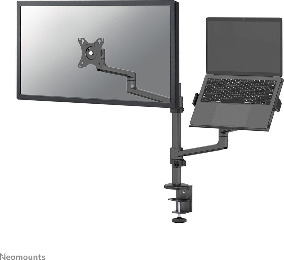 Neomounts by Newstar DS20-425BL2 full motion monitorarm bureausteun voor 17-27" screens and 11,6-17,3" laptops - Zwart