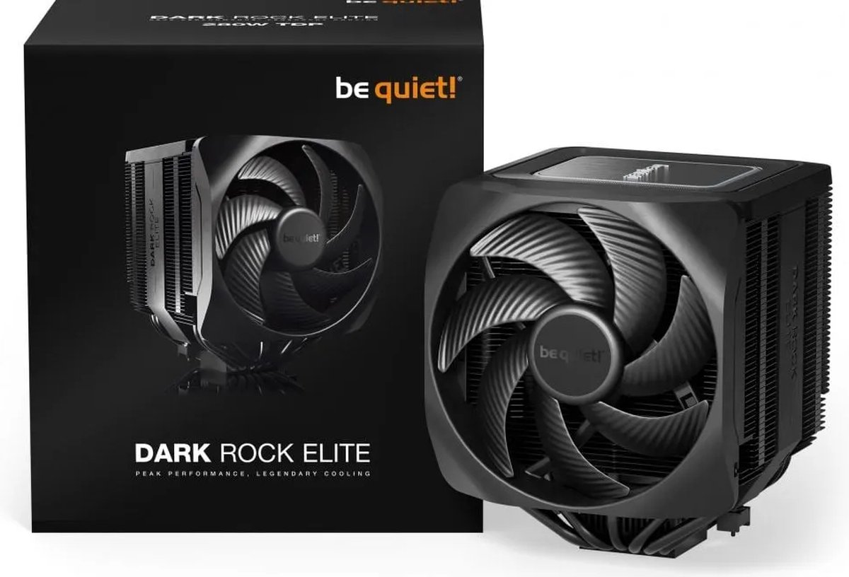 be quiet! Dark Rock Elite - Koeler voor processor - 2000 omw/min. - 11 - 25.8 dBA - 4-pins PMW - voor Intel LGA: 1700, 1200, 115x - AMD AM5, AM4 - ARGB - zwart
