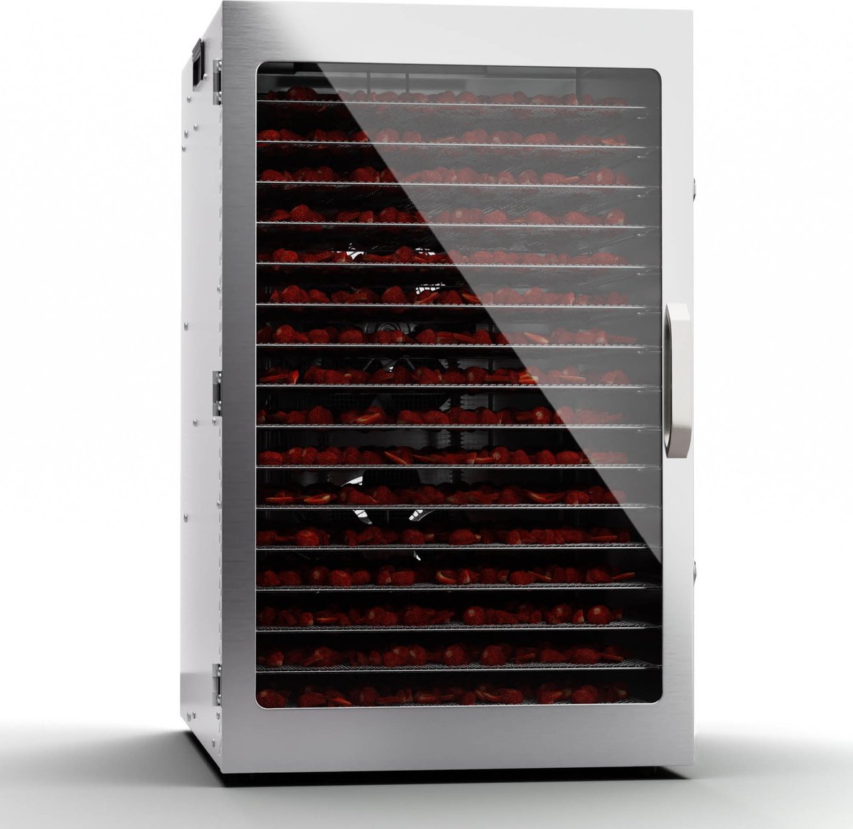 Klarstein Voedseldroger Droogautomaat Voor Groente - Fruit - Paddenstoelen En Vlees - 1500 W RVS Dehydrator - Voedseldroger Met 16 Metalen Roosters - Droogautomaat Met 24H Timer & Touch Display - Roestvrij staal