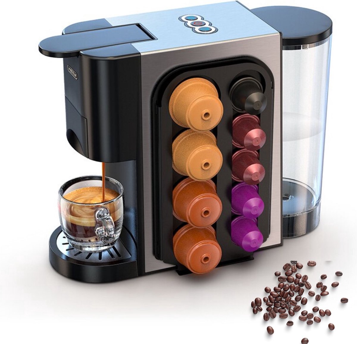 Happyment 4 in 1 Koffiemachine - Koffiezetapparaat - Koffie Automaat - Automatisch - Nespresso - Dolce Gusto - Koffiepoeder - Koffiepads - Met Capsulerek