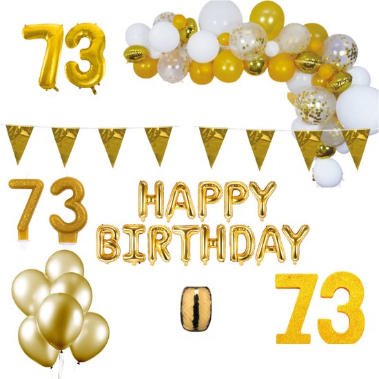 73 jaar Verjaardag Versiering Pakket Goud XL