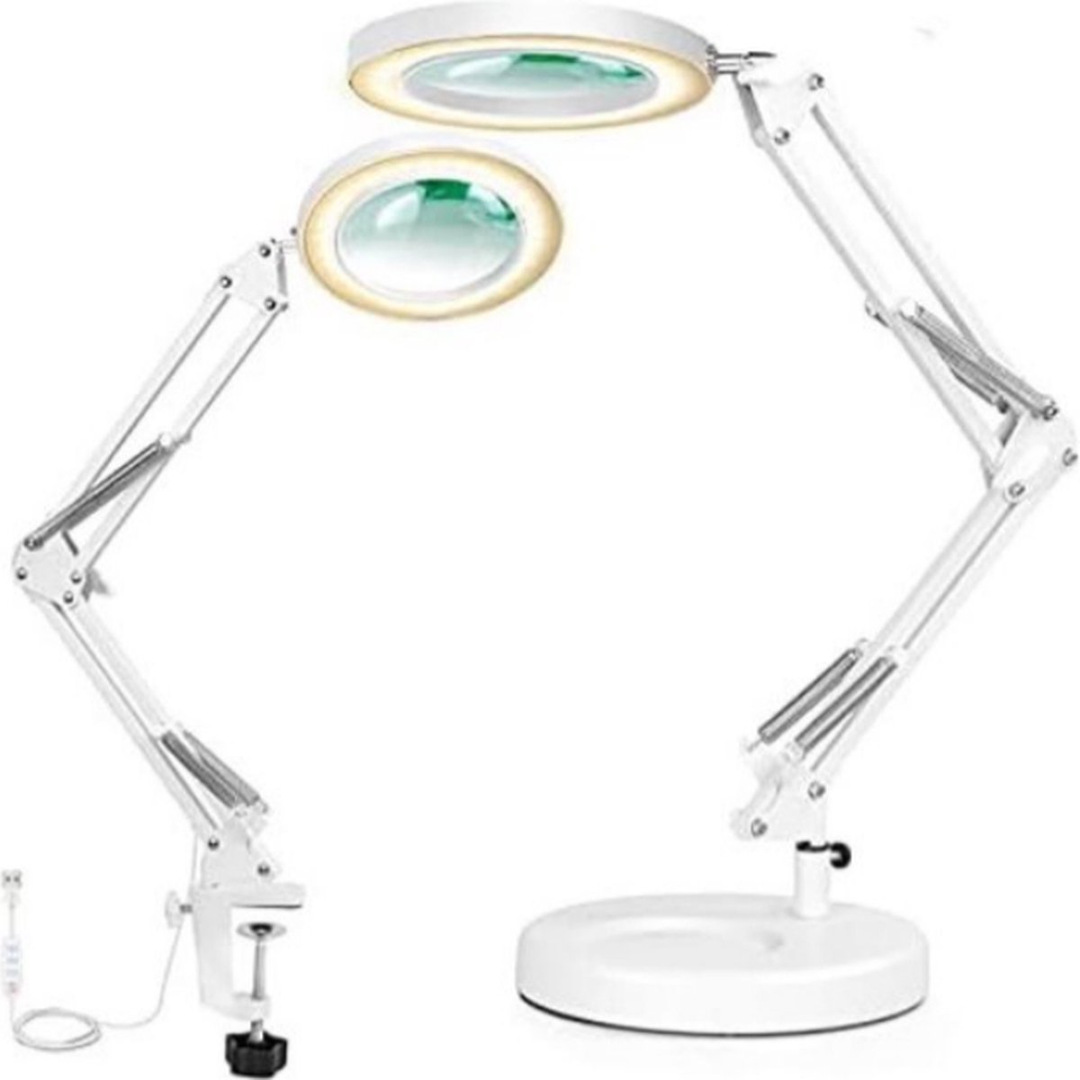 Loeplamp met led verlichting - Loeplamp met rolstatief - Staande loeplamp met verlichting - Wit
