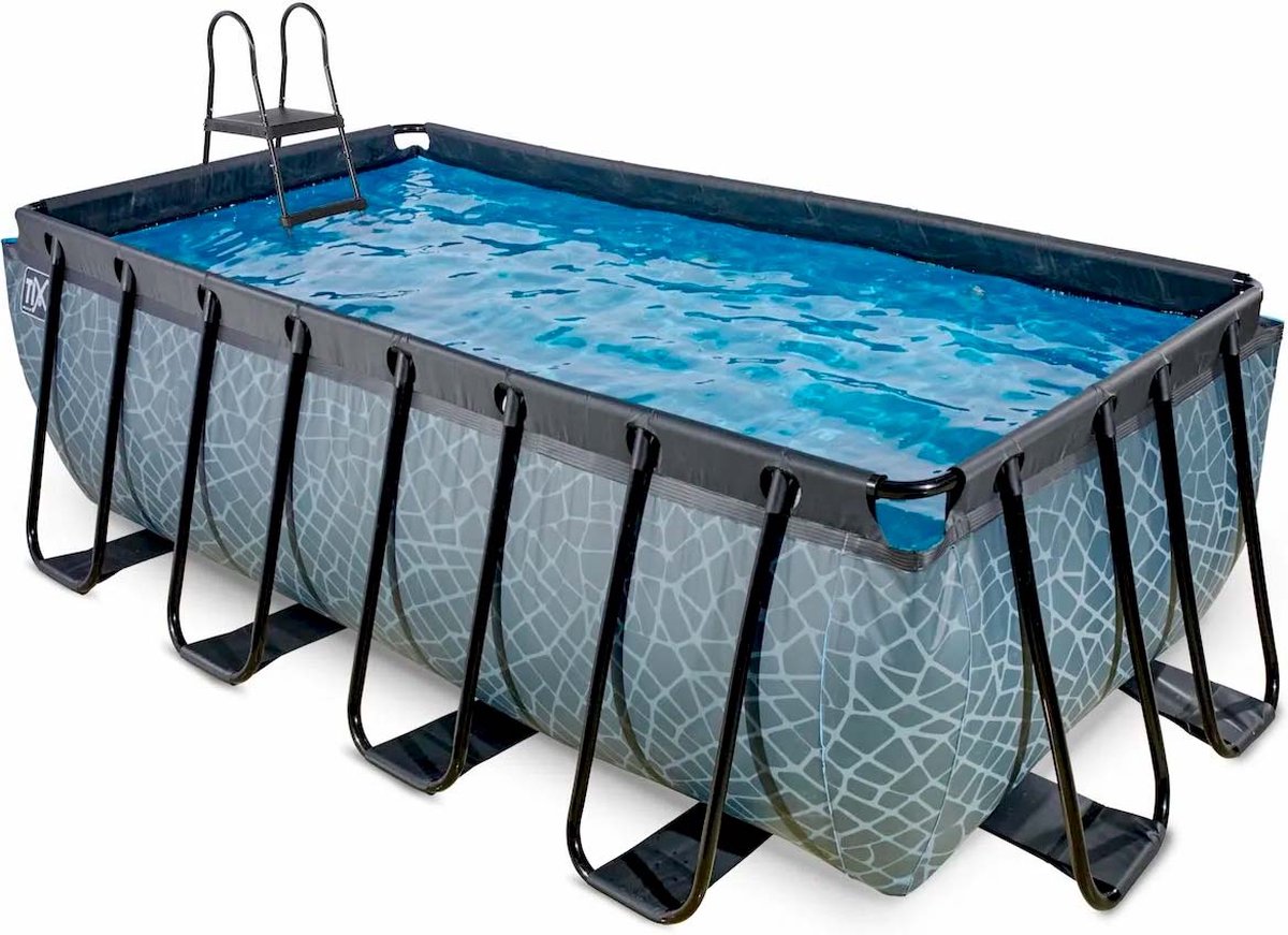 EXIT Stone zwembad 400x200x122cm met zandfilterpomp - grijs