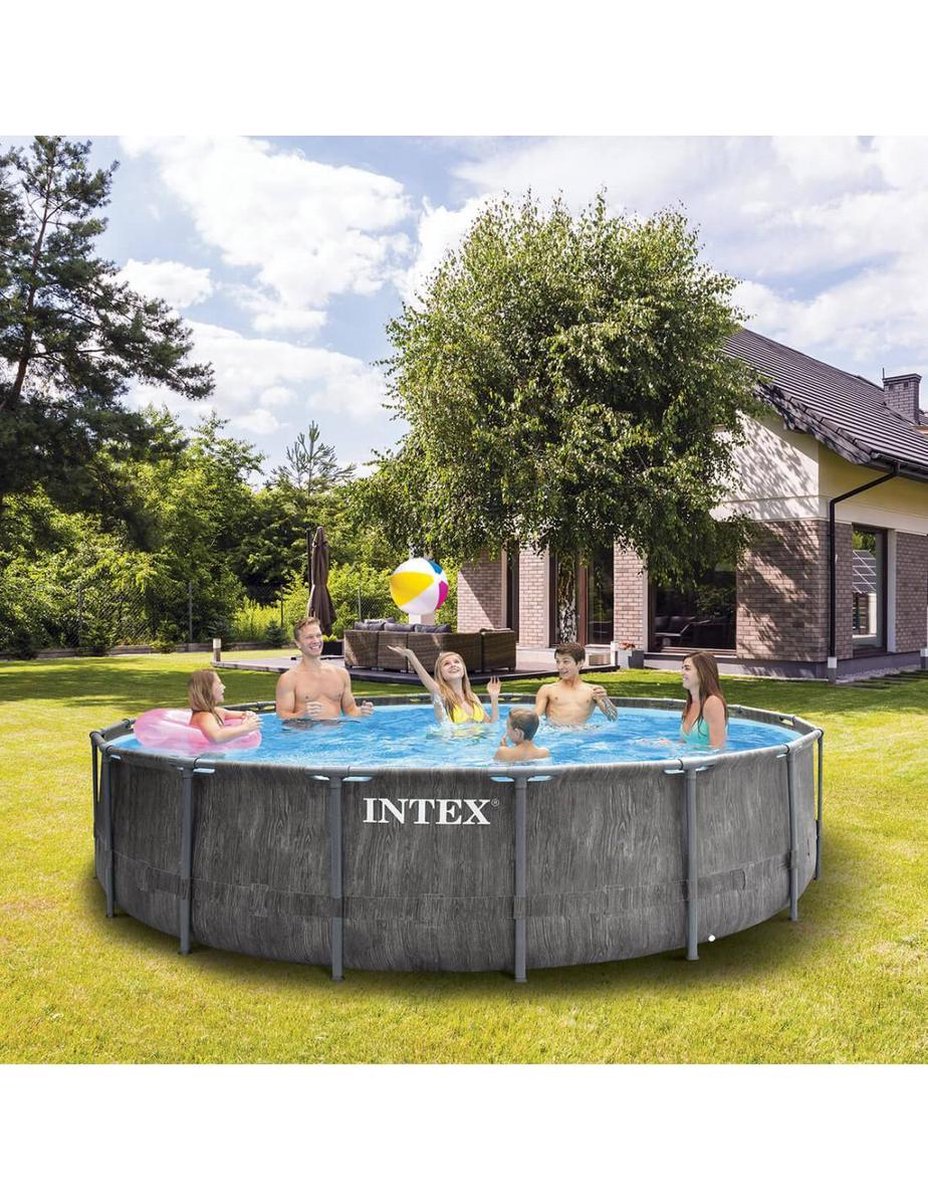 Intex Baltik Frame Pool - Houtlook zwembad - 549x122 cm - met pomp en accessoires