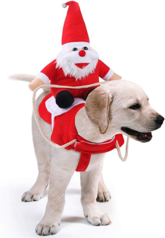 Hondenkostuum voor Kerstmis, kat en hond, kerstkostuum, kerstman, hondenkleding, hondenjas, verstelbaar kerstkostuum, jassen voor kleine, middelgrote en grote kat, hond, (S)