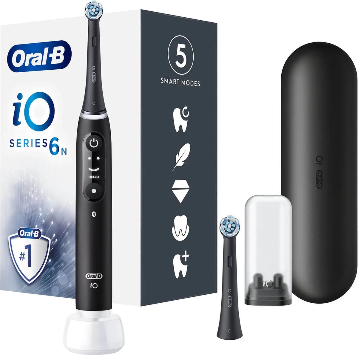 Oral B iO 6N - SMILE Black Lava Elektrische Tandenborstel Ontworpen Door Braun