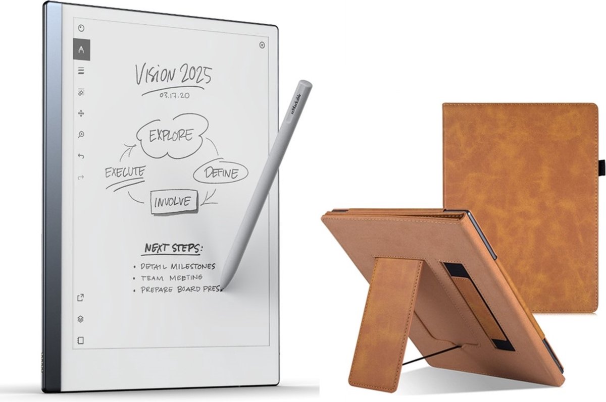 reMarkable ® 2 met Marker en luxe PU lederen Cognac Hoes - the Paper Tablet