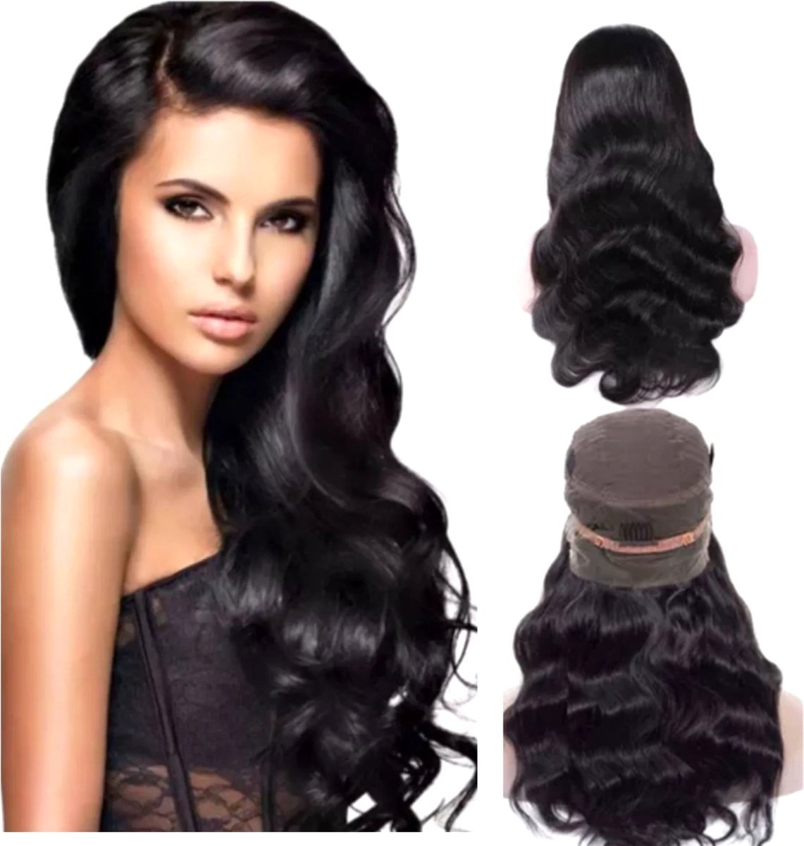 Frazimashop-Braziliaanse Remy pruik- 24 inch donkerbruine 360 full golf Pre geplukt -echt menselijke haren- real human hair 360 lace wig