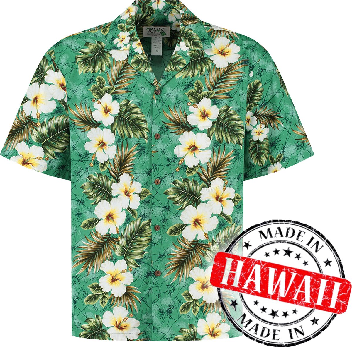 Hawaii Blouse - Shirt - Hemd "Tiki Tropics" - 100% Katoen - Aloha Shirt - Heren - Made in Hawaii Maat S