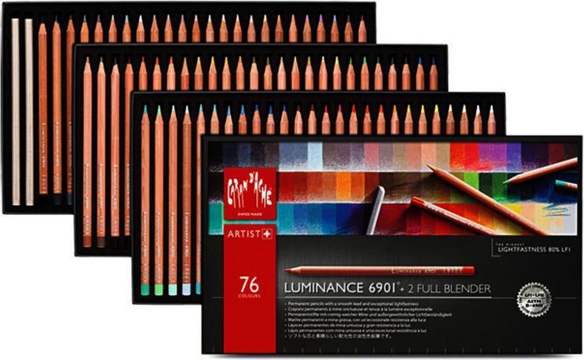 KARTONNEN DOOS 76 AQUAREL POTLODEN MUSEUM CARAN D'ACHE