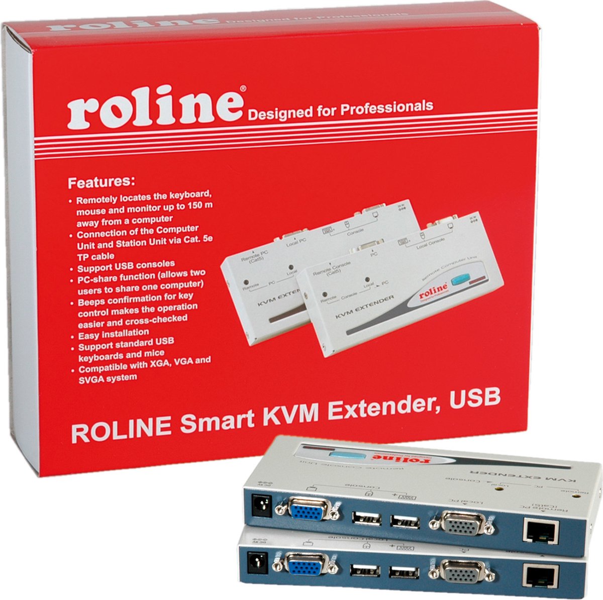 ROLINE Smart KVM extender via RJ45, VGA, USB