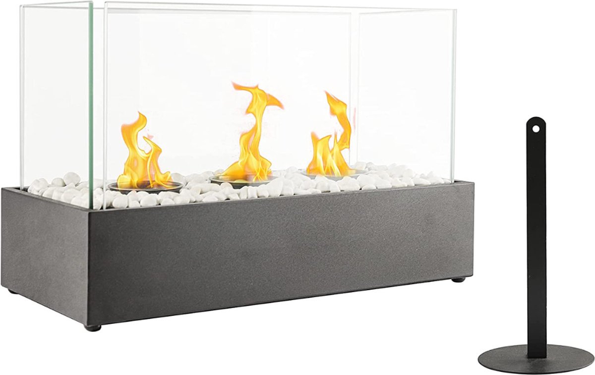 Luxe Tafelhaard - Bio Ethanol Haard - Tafelhaard - 45cm x 28cm x 21cm - Tuinhaard Inclusief 3 Verbrandingskamers - Tafelhaard Binnen - Ethanol Haard Binnen
