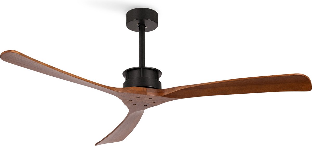 CREATE WIND LARGE DC - Plafondventilator XL Ø152 cm - 40W Ultrastille - Met WIFI - 6 snelheden - Timer - Zwart & Donker Hout
