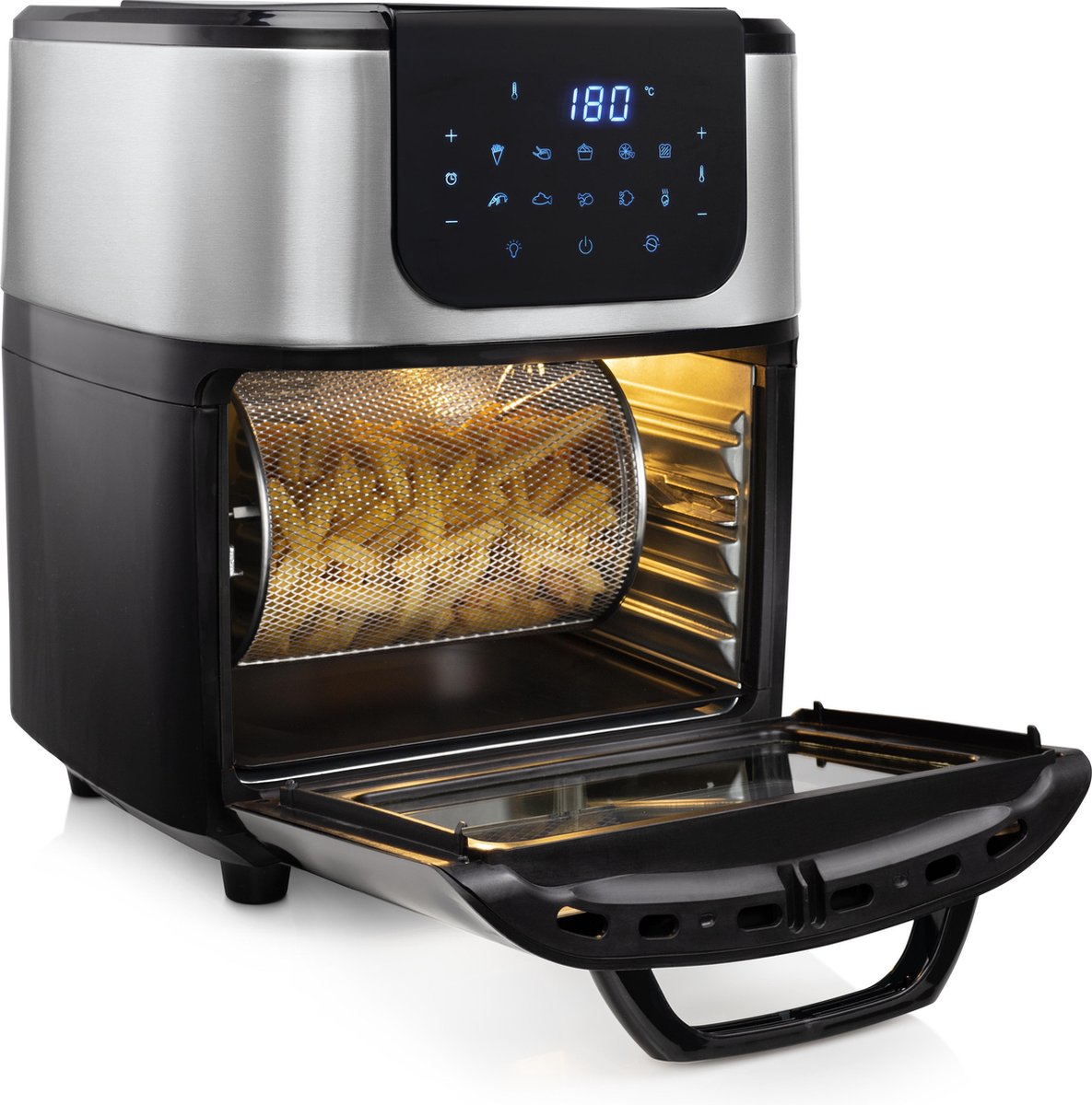 Princess Airfryer Oven DeLuxe 182075 - Heteluchtfriteuse - Extra groot 11 liter - 10 automatische programma's - RVS/Zwart