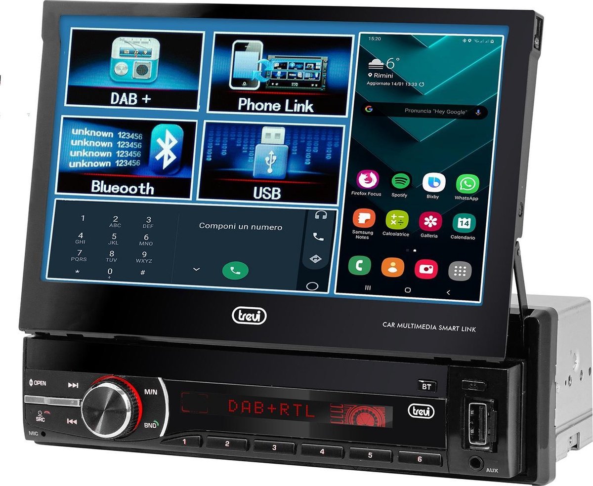Trevi MDV6380 - Autoradio - Mirror Link Display, DAB, DAB+, FM, Bluetooth, AUX