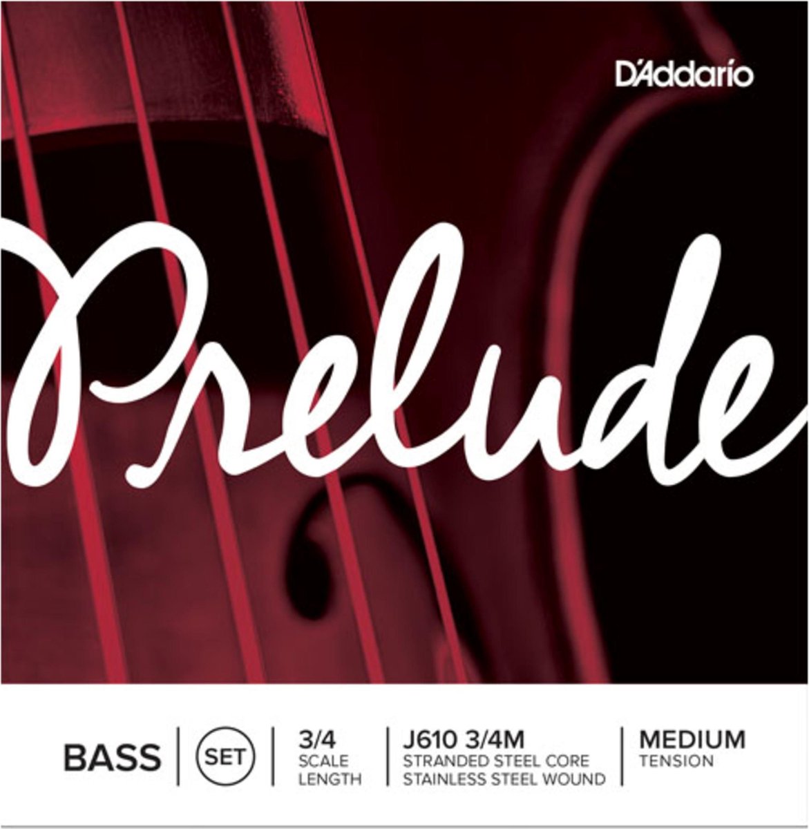D'Addario Orchestral Contrabas snaren-Set Prelude 3/4 Medium, steel core, J610 - Snarenset voor contrabas