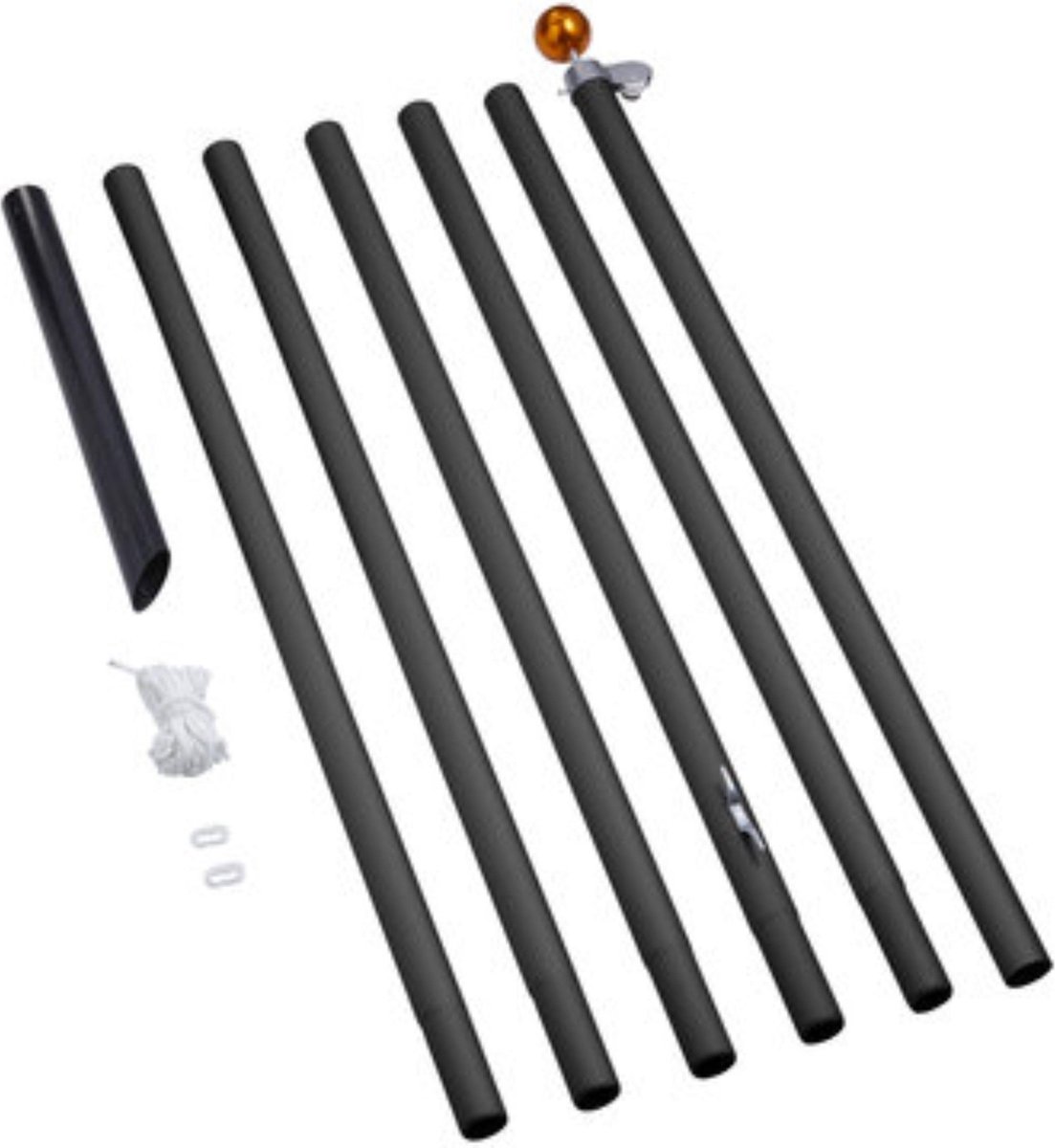 Vlaggenmast Deelbaar 800cm Zwart | Lumedi | Kerstverlichting | Tuin | Buiten | Kerst