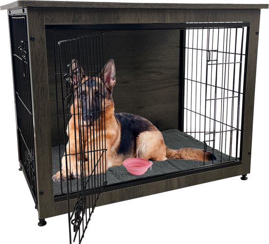 MaxxPet Houten Hondenbench - Hondenhuisje voor binnen - Hondenhok - kennel - 110x74x80cm