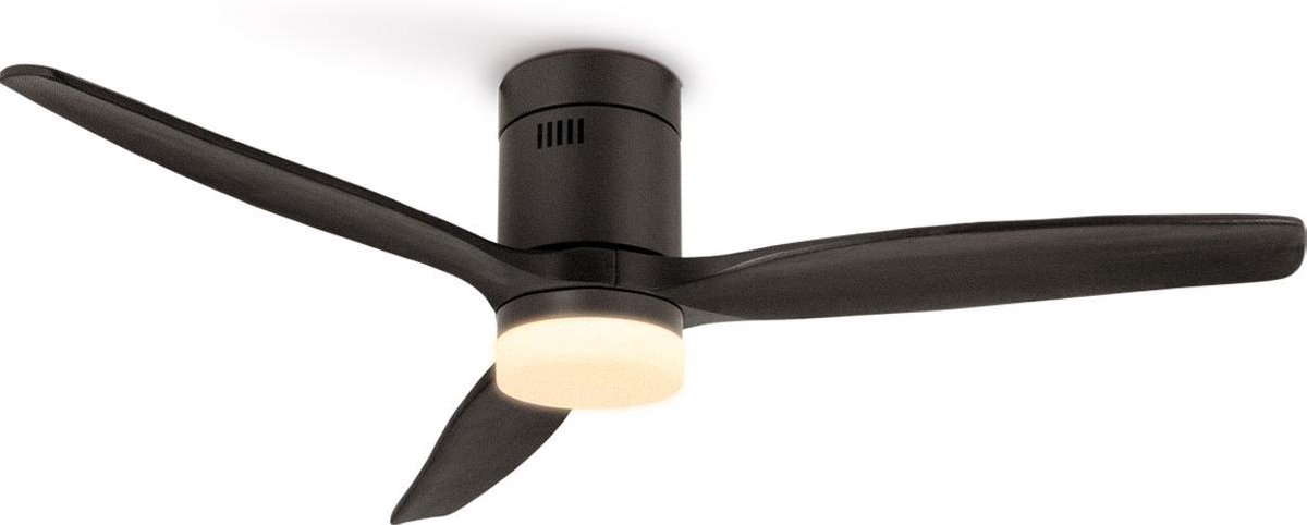 CREATE WINDCALM DC ZWART- Plafondventilator - Plafondventilator met Zfstandsbediening - 6 Snelheden - Timer - Zomer/Winter functie - met Verlichting 132 cm