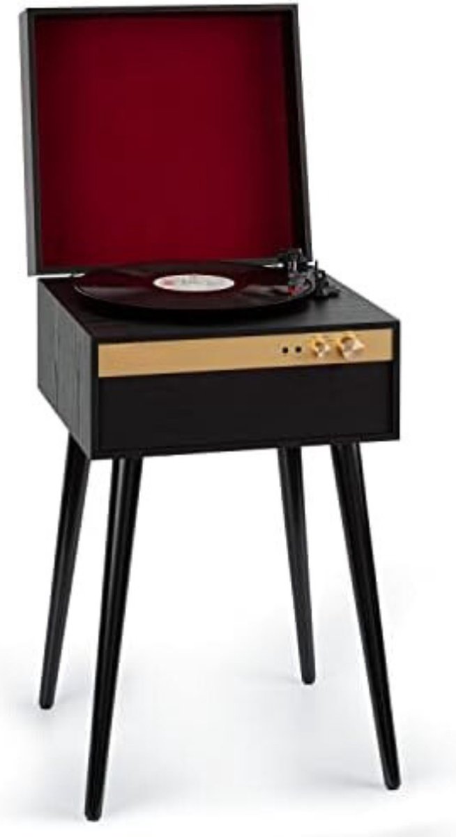 Platenspeler Meubel - Platenspeler Kast - Vinyl Kast - Zwart/Draaitafel met Voeten