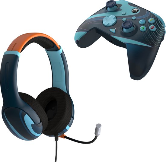 PDP Rematch Controller + Airlite Headset Bundel - Blue Tide Glow - Xbox Series X|S