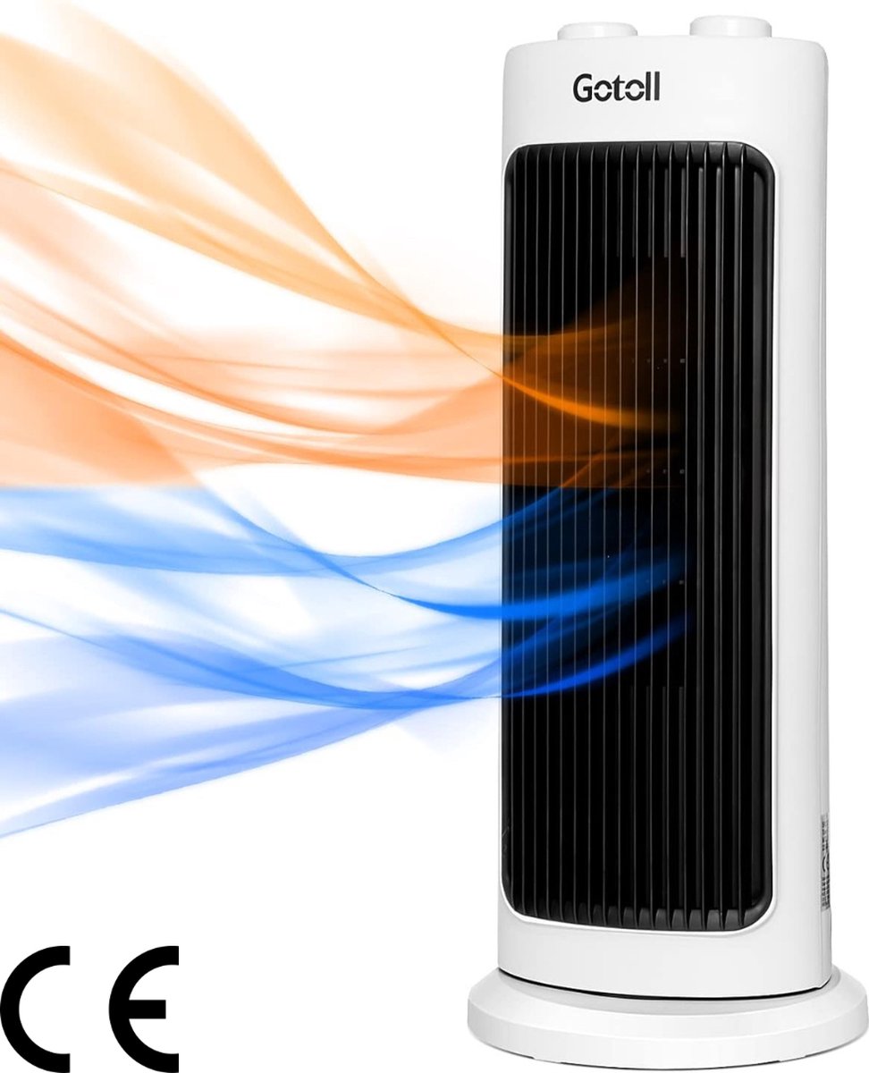 Krachtige Keramische Ventilatorkachel 2000 W - 3 Standen, Verticale Plaatsing, Energiebesparend - 45° Oscillatie, Snelverwarming, Thermostaat en Beveiligingen - Efficiënte Warmte voor Elke Ruimte